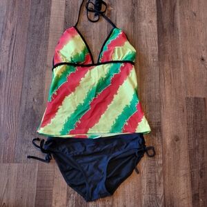 InGear Jamaica Red Yellow Green Black 3-piece Bikini Tankini Swimsuit